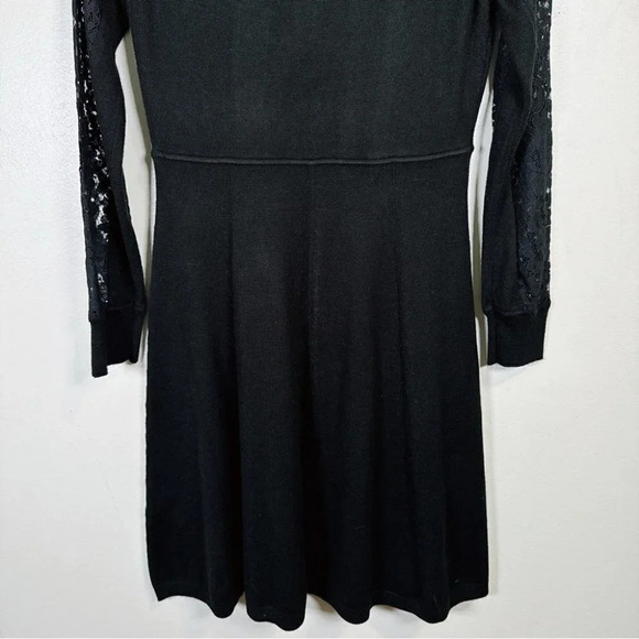 Eliza.J Black Sweater Dress With Lace Sleeves - Picture 16 of 16